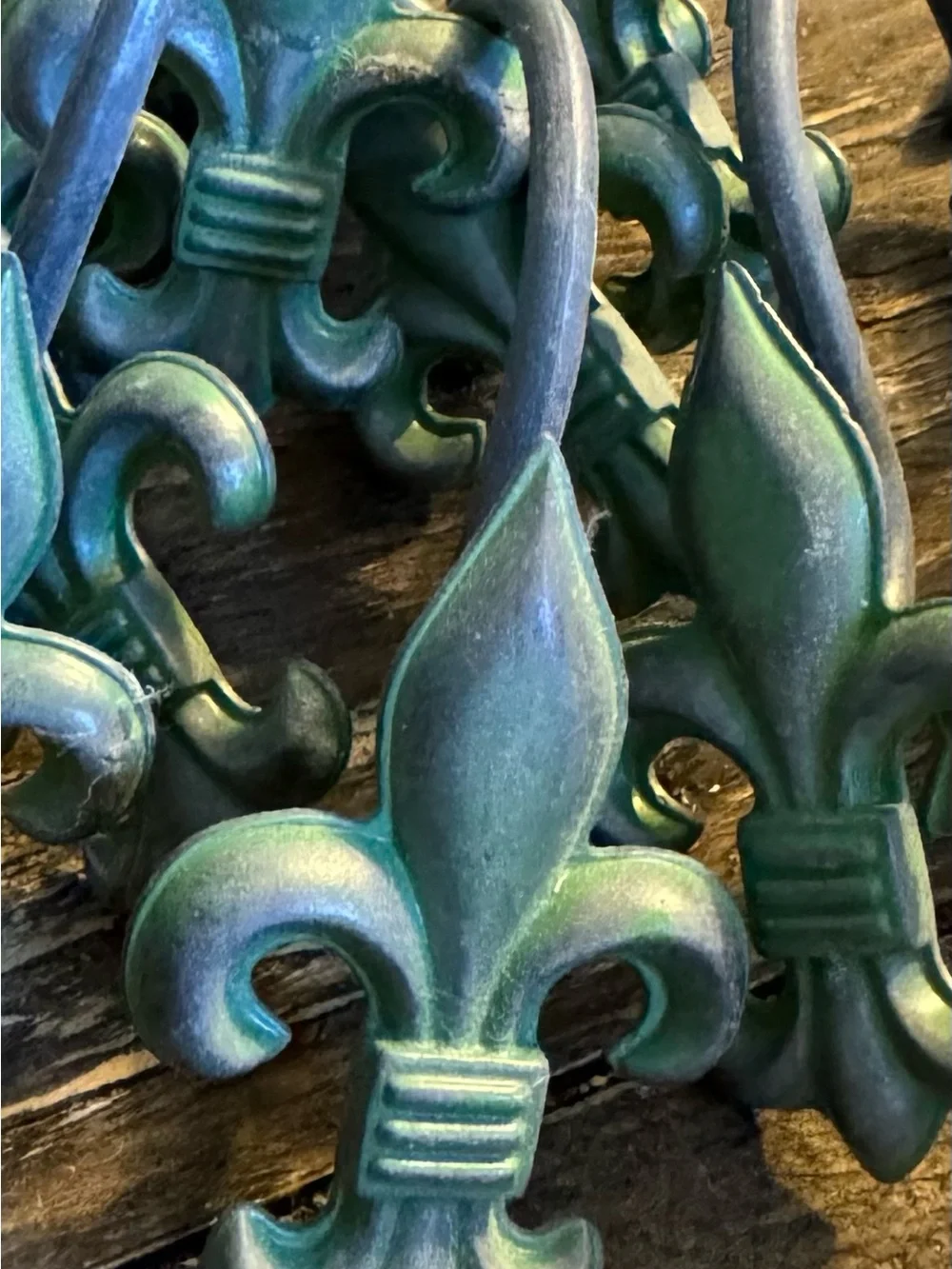 Patina Green Fleur-de-Lis shower curtain hooks